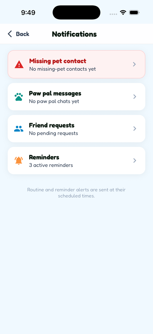 Zoí Notifications center