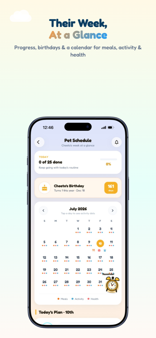 Zoí Pet Schedule with calendar and today’s plan