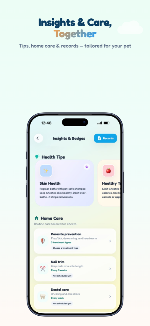 Health insights and badges screen